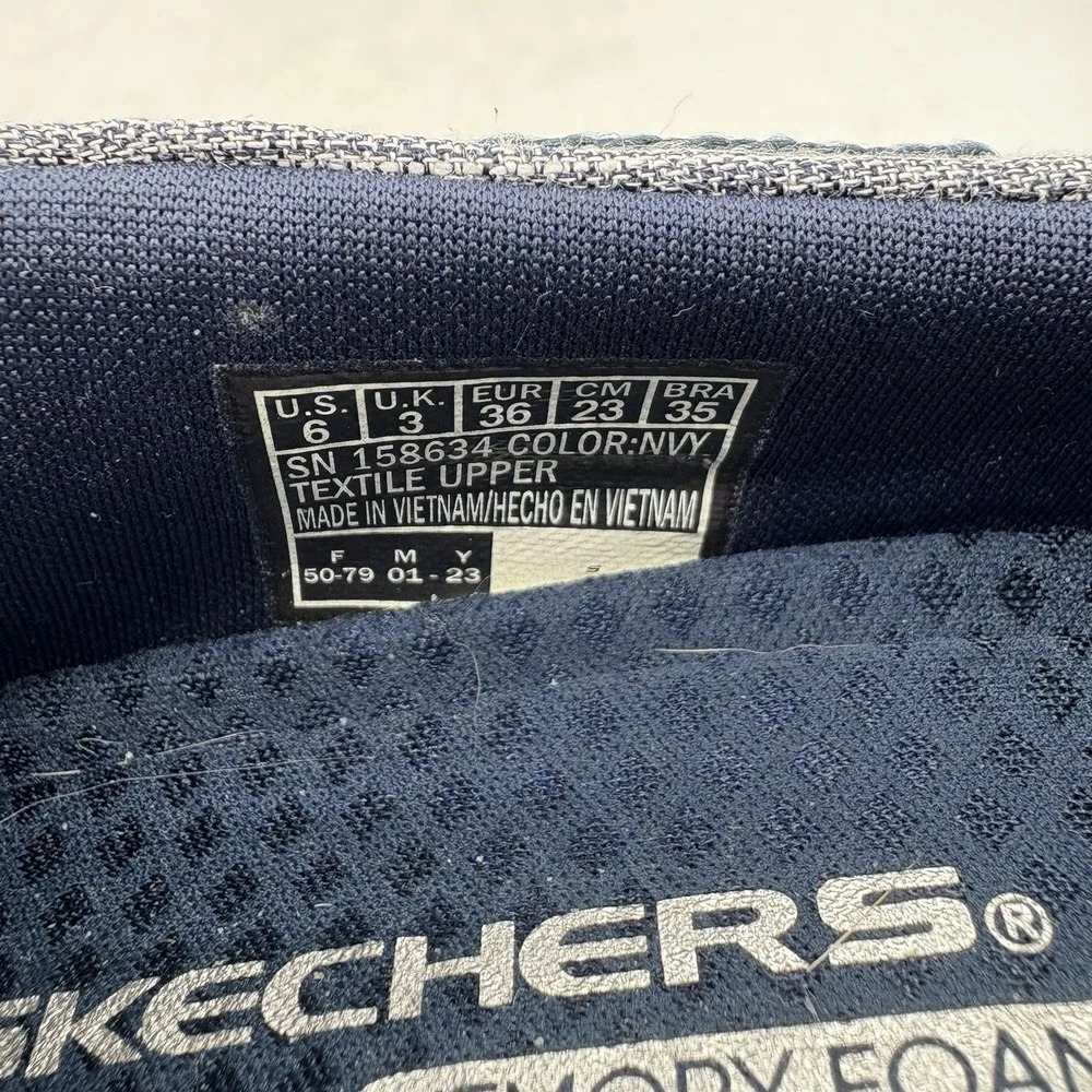 Skechers Boat Shoes Womens Size 6 Reggae Fest Goodnight Navy Blue Gray Slip‎ On
